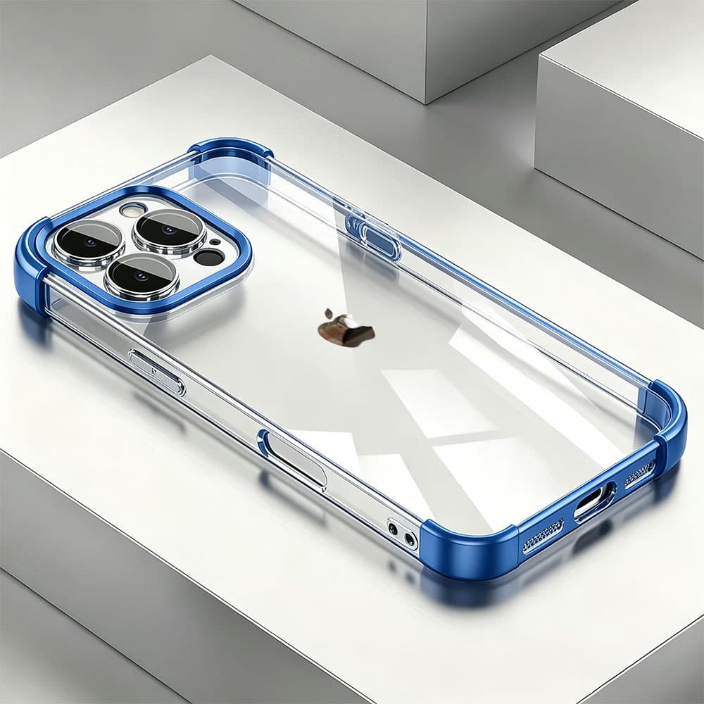 Free Material Capa Alta Clear Para IPhone 17 16 15 14 13 12 11 Pro Max Plus Luxury Amortecimento Quatro Cantos Capinha