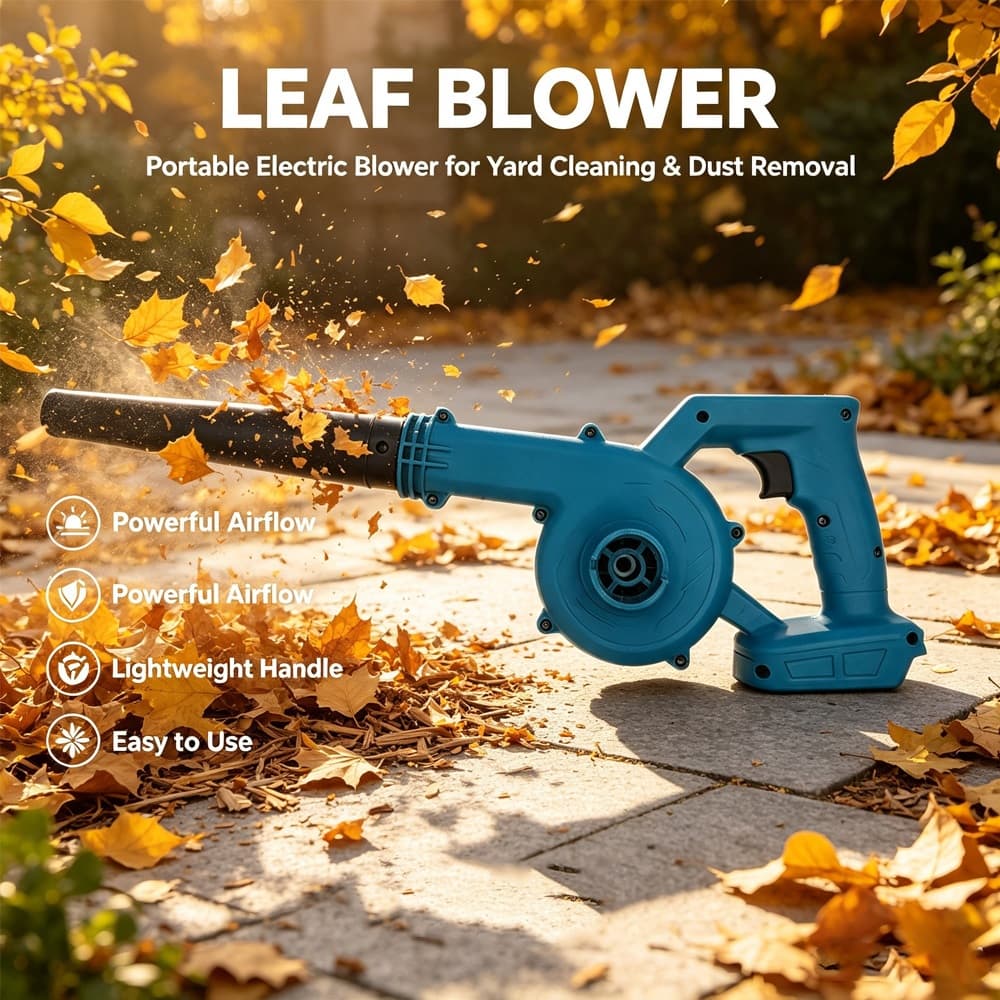 Ventilador De Ar Elétrico Sem Fio 2 Em 1 Limpador Portátil De Folhas E Poeira Para Uso Jardinagem Garagem Compatível Com