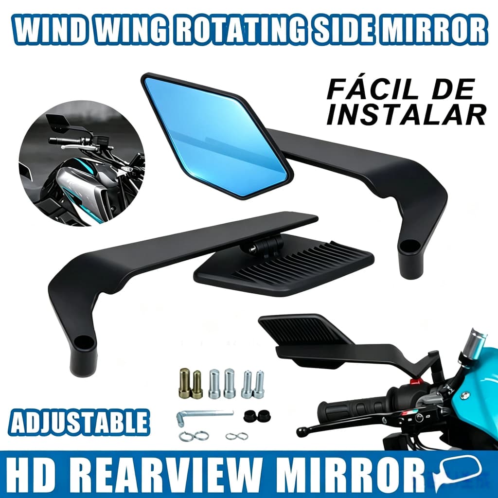 Espelho Retrovisor Esportivo Wind Wing Airfoil , 180 ° Rotativo , Ajuste Universal Para Todas As Motocicletas Honda E Ya