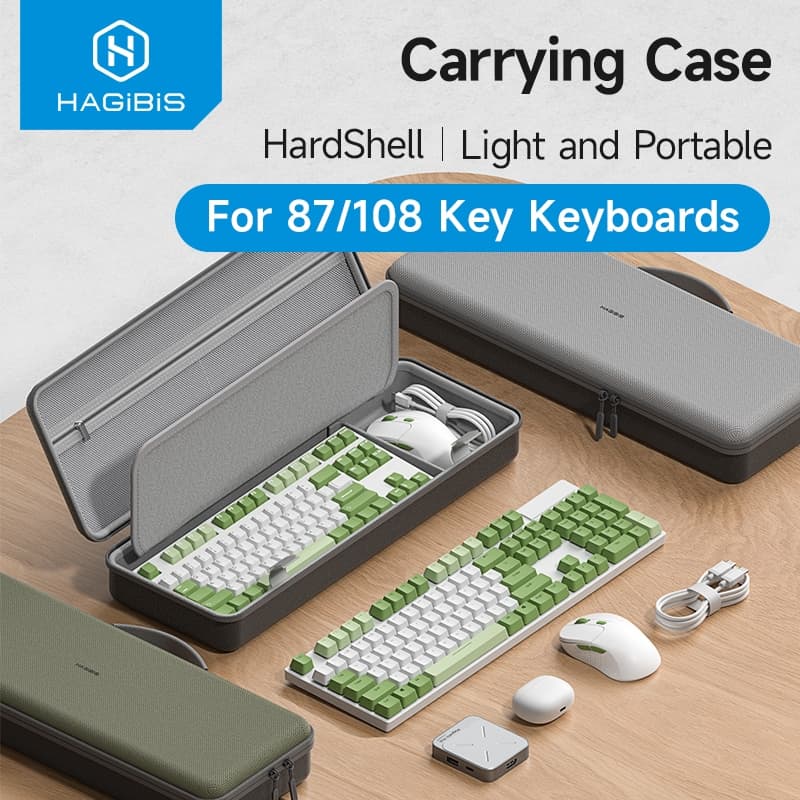 Hagibis Estojo Para Teclado , Rígido Viagem , 87/108 Teclas , Mouse , Acessórios Cabo , Bolsa De Armazenamento Portátil