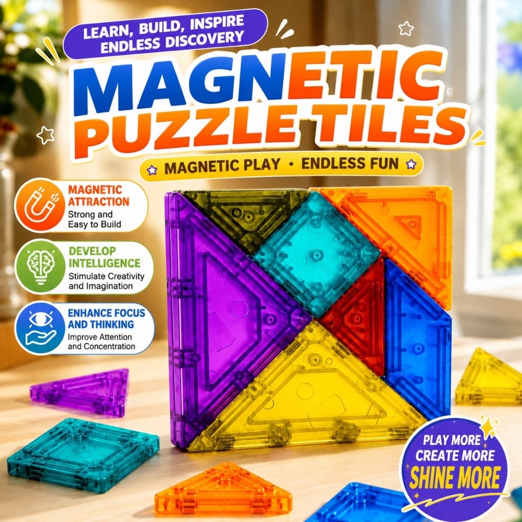 Colorido Magnético Tangram Quebra-Cabeça Telhas DIY Haste Blocos De Construção Criativo Brinquedo Educativo Crianças