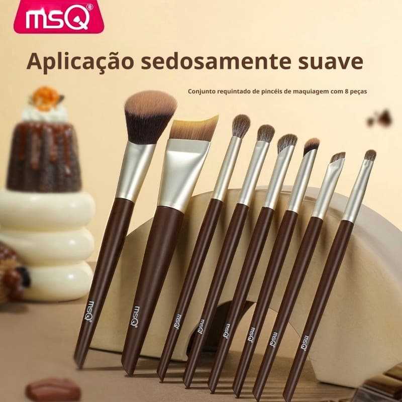 Conjunto De Pincéis De Maquiagem Premium MSQ 8 Unidades-Cerdas Macias De Grau Mousse , Base Impecável E Para Os Olhos ,