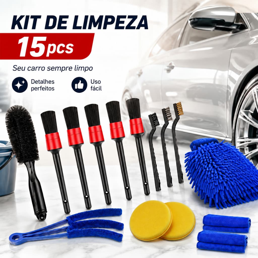 Kit 15 Peças Conjunto De Escovas De Limpeza Para Carro Conjunto De Escovas De Limpeza