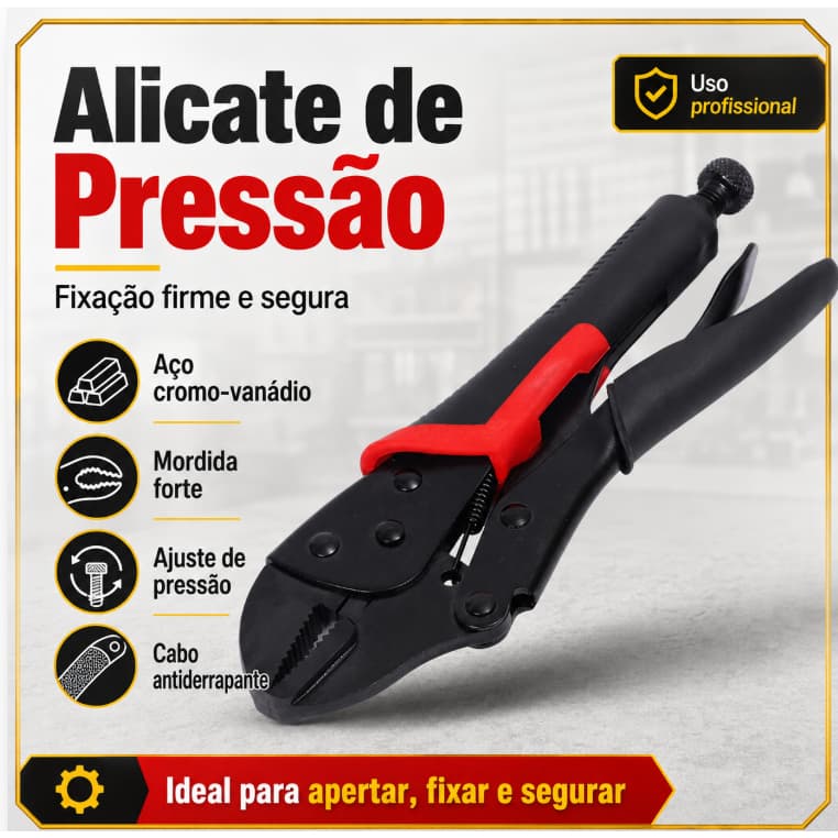 Alicate de Pressão Em Aço Carbono 7 Polegadas 185mm