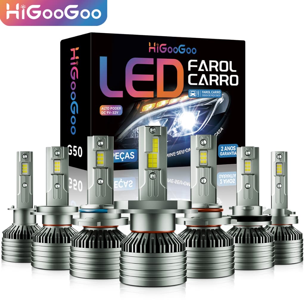 HiGooGoo Par 30000LM G50 Farol Ultra LED Carro Lâmpada Dois Anos 150W 6500K H1 H3 H4 H7 H11 9005 9006 H27