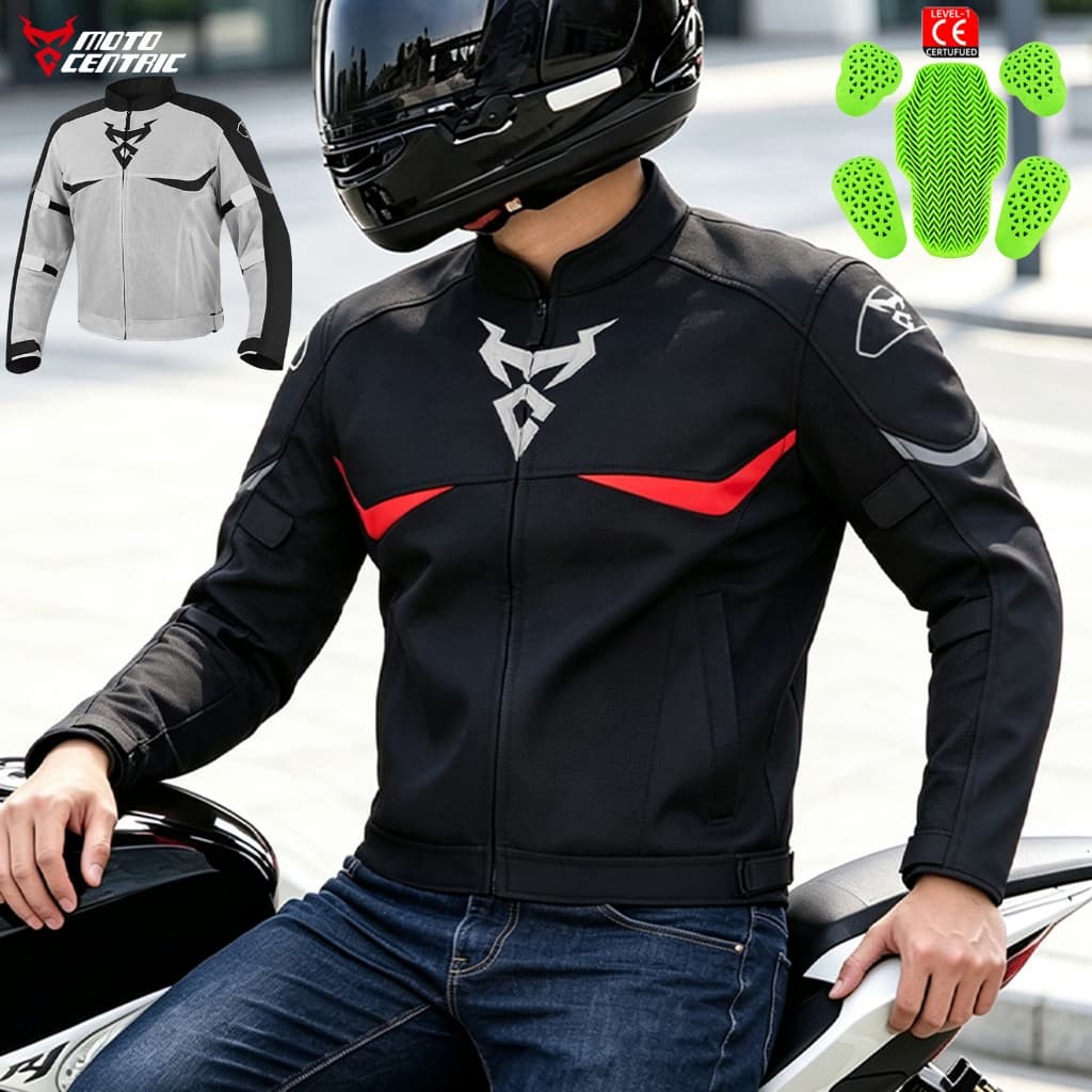 Casaco De Motociclista Leve MOTOCENTRIC Jaqueta De Corrida De Malha Completa Equipamento De Proteção À Prova De Choque A