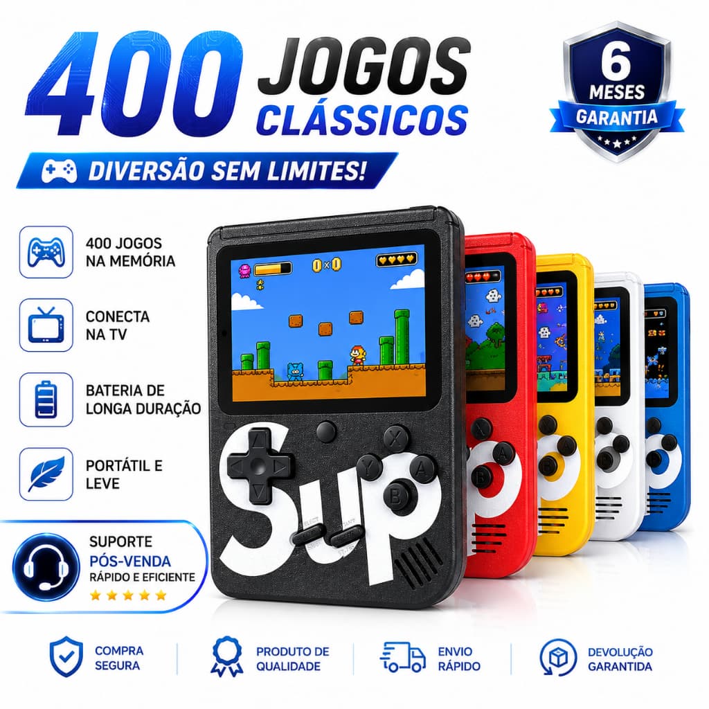 🔥 Mini Video Game Sup Game Box 400 Jogos Em 1 Portátil Jogos Antigos Clássicos Anos 80