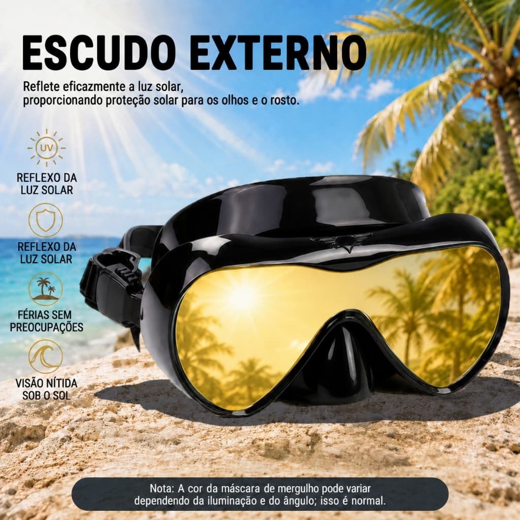 Máscara De Mergulho Conjunto Snorkel Vidro Temperado Profissional Panorâmico Equipamento Para Adultos