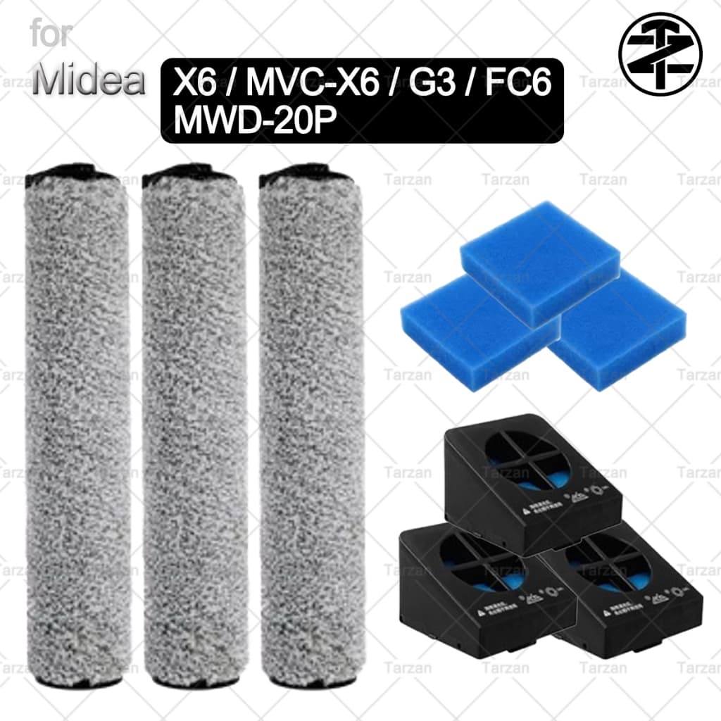 Para Midea X6 , MVC-X6/G3/FC6/MWD-20P | Eureka Novos 400 Acessórios-Escova De Rolo , Filtro Aspirador De Pó Sem Fio Úmid