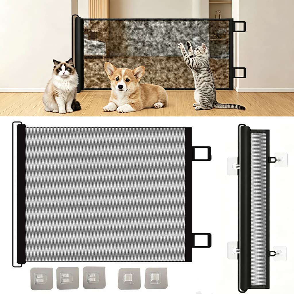 Tela De proteção Para Pets Bebês Portas Animais Infantil Cercadinho Retrátil Automático Grade Ajustável 110/130cm
