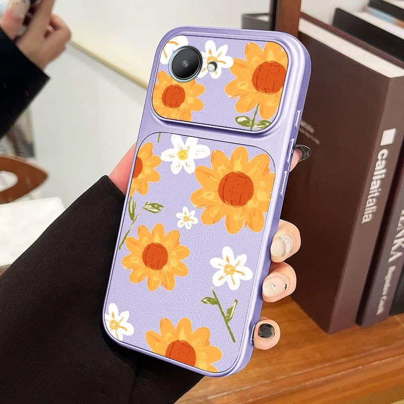 YBD Capa De Telefone Para Realme C30 C30S Narzo 50i Prime INS Estilo Grande Crisântemos Amarelos Macio TPU Fino Escudo