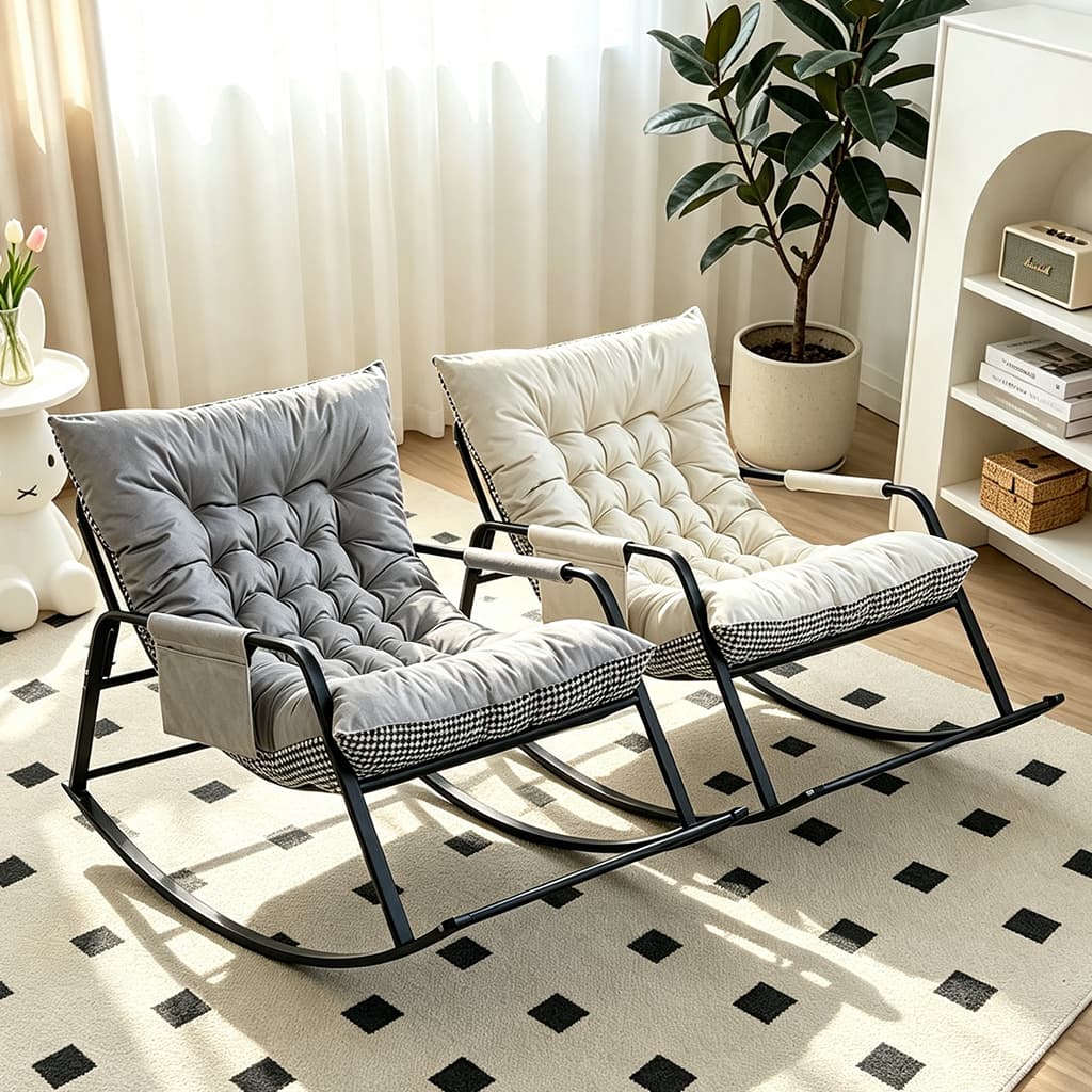 Cadeira Balanço Preguiçosa Reclinável Dupla Sofá Confortável Ergonômico Descanso Leitura Decoração Sala Quarto Varanda