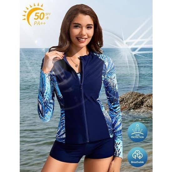 Tamanho grande maiô feminino europeu americano de três peças Wetsuit de manga comprida de secagem rápida água esqui surf