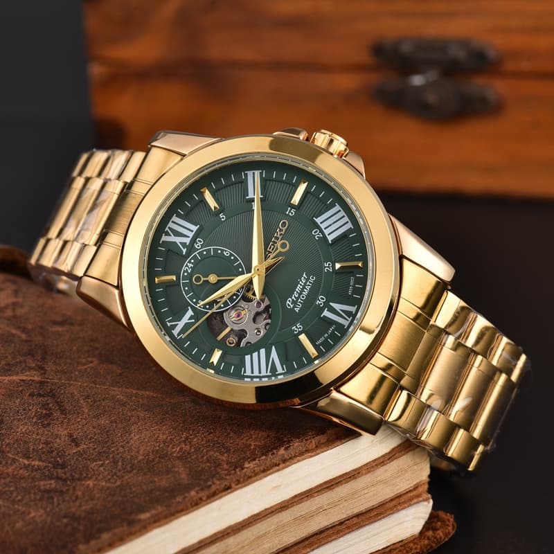 Relógio masculino relógio mecânico de quatro mãos SEIKO Fashion PREMIER marca superior relógio de pulso pulseira