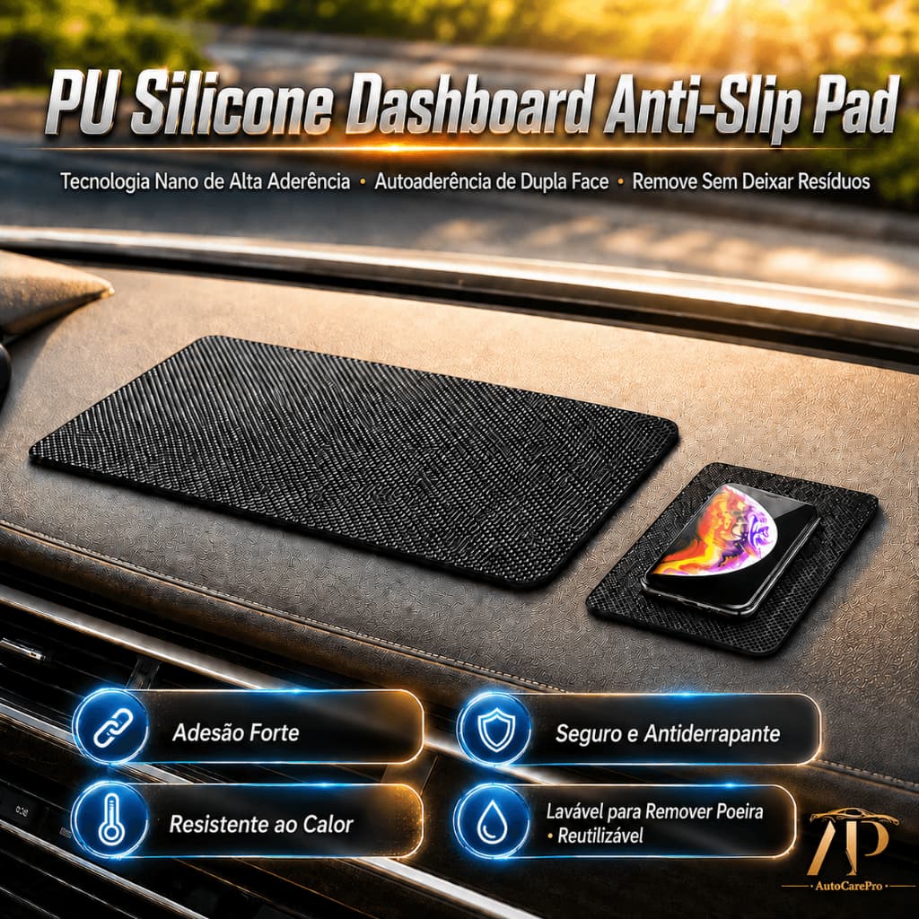 Tapete Antiderrapante de PU para Painel do Carro, para Celular, Perfume e Enfeites, Resistente ao Calor