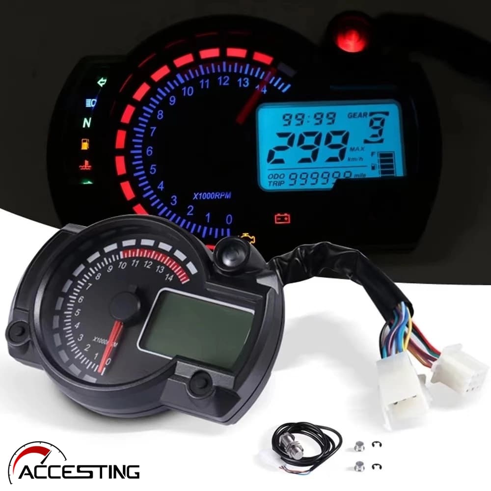 7 Cores LCD Digital Universal Motocicleta Velocímetro Odômetro Tacômetro