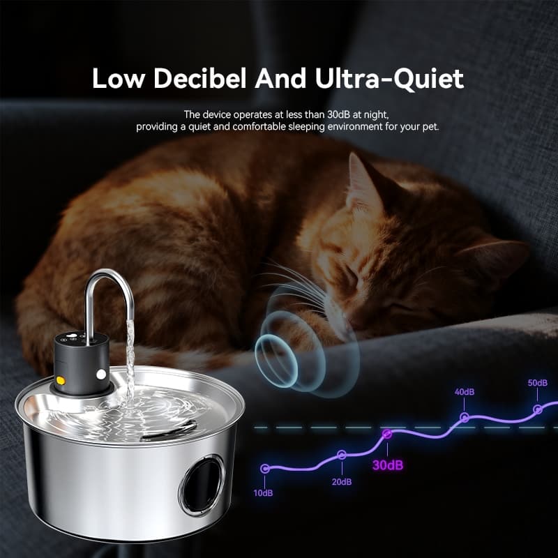 Fonte De Água Para Animais De Estimação Sem Fio , Sensor De Aço Inoxidável 304 , Gatos , Filtro De 4 Estágios , Ultra Si