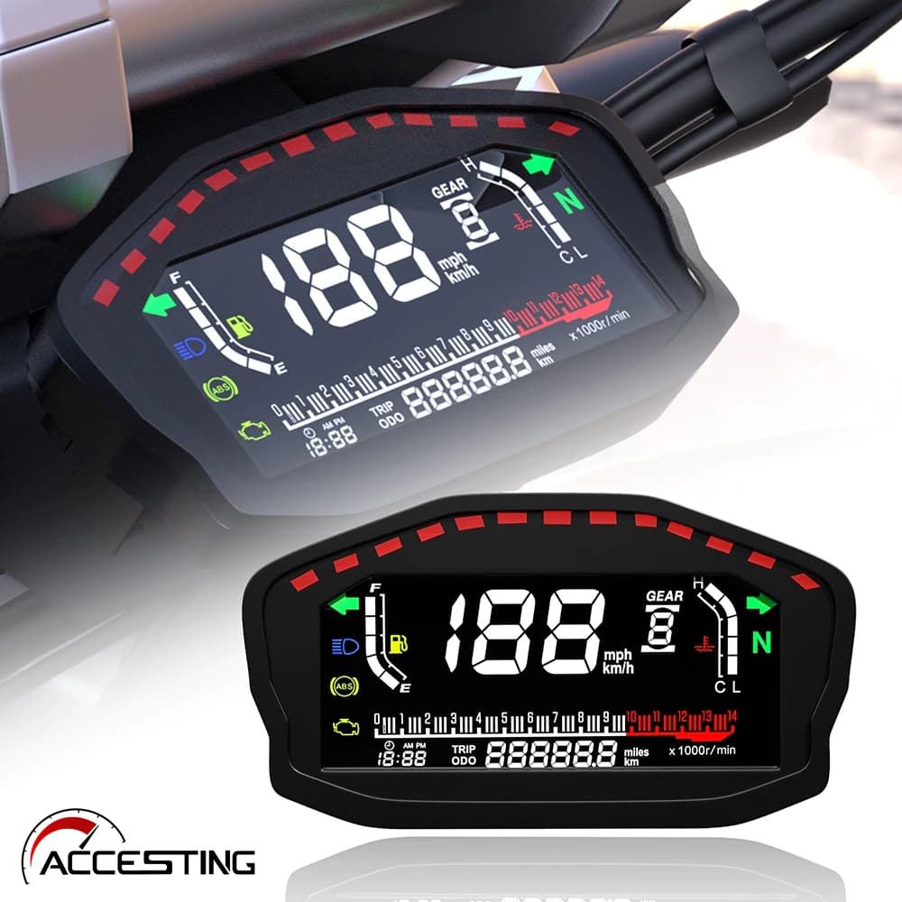 Novo Velocímetro Universal Para Motocicleta LED LCD Digital Odômetro Retroiluminação 1,2,4 Cilindros BMW Honda Ducati Ka
