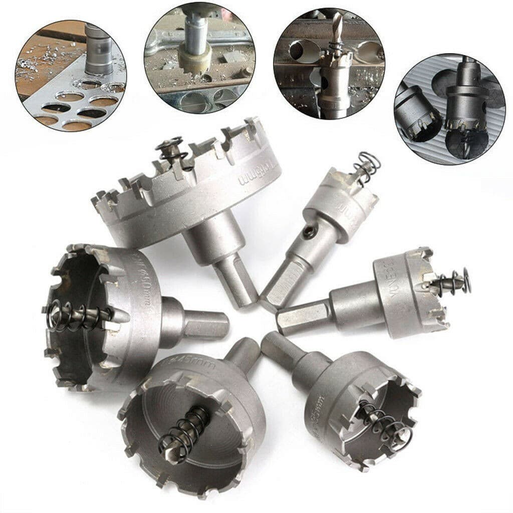 6 Peças De Ponta De Carboneto De Aço Inoxidável TCT Broca De Metal Conjunto De Serra De Furo 16-65mm