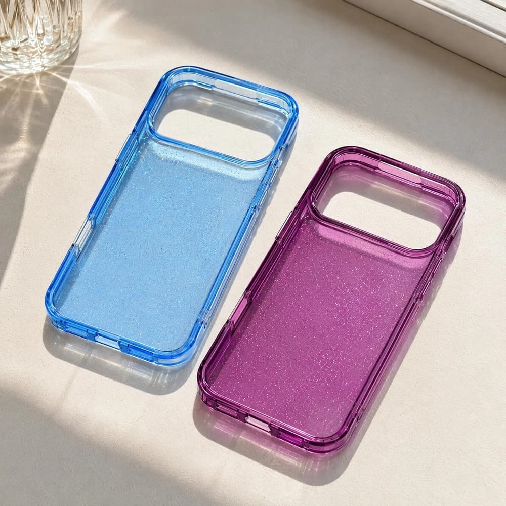 Nova Cor Transparente Brilhante Lantejoulas Caso De Telefone Para iPhone 18 17 Pro Max Ar 17e Anti-Amarelecimento PC Vol