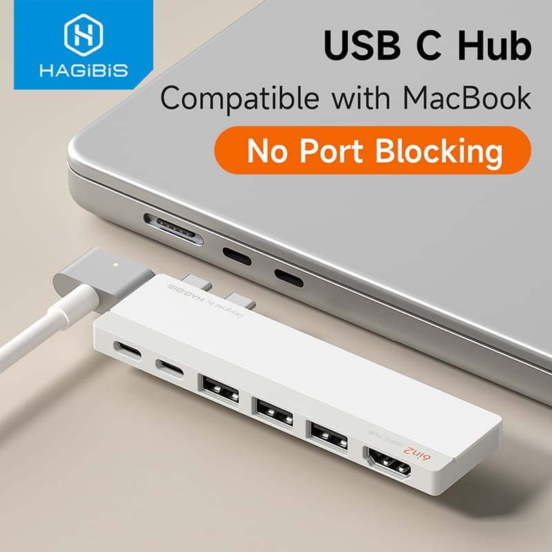 Hagibis USB C Hub Para MacBook 6 Em 2/5 Dual-Dock 4K @ 60Hz HDMI USB3.0 Adaptador Multiporta De Dados Pro Air Neo