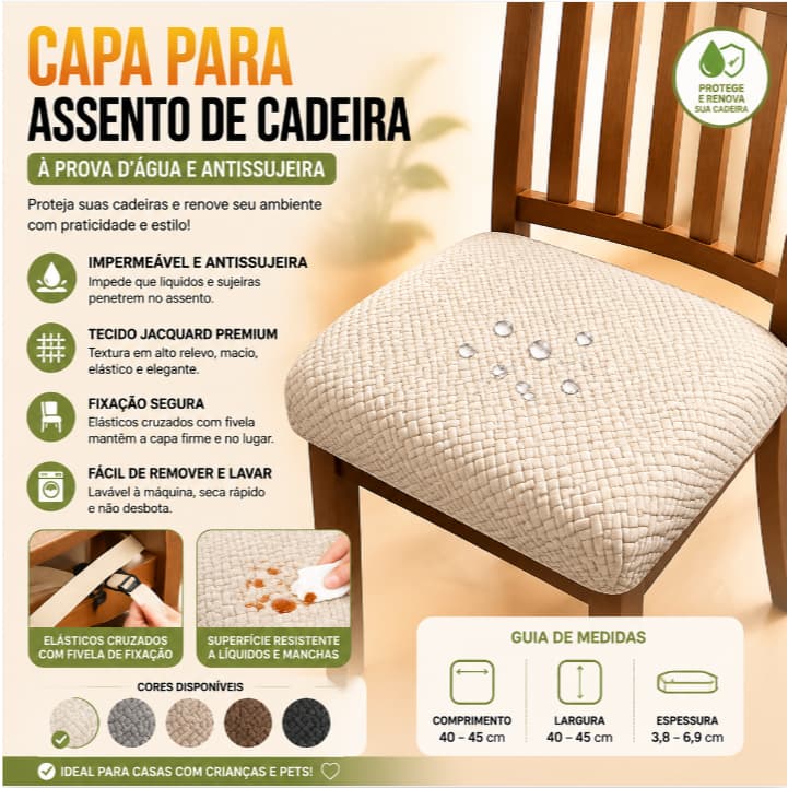 Kit 2 PCS Capas De Assento Impermeável De Cadeira Para Almofada De Cadeira De Jantar