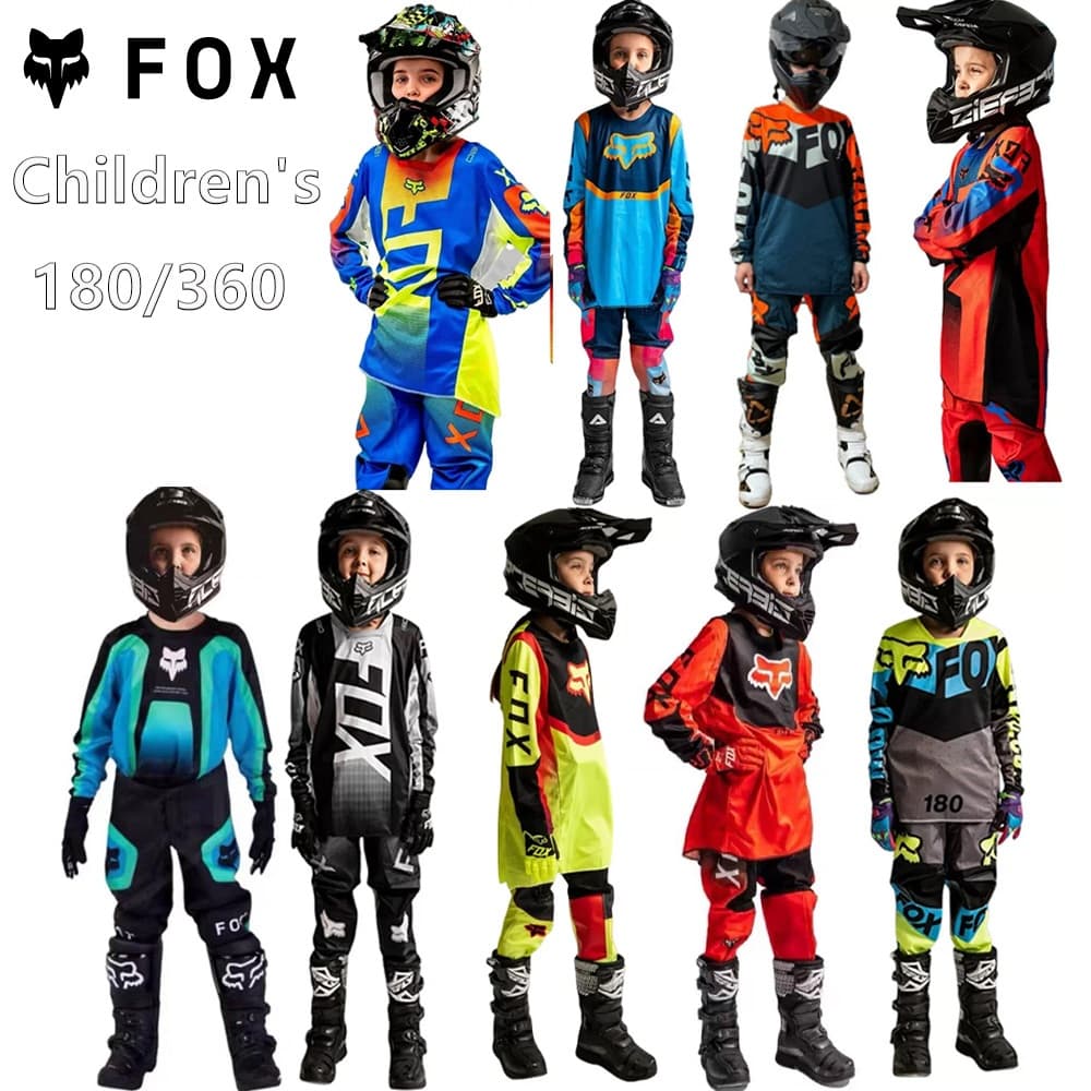FOX 180/360 Crianças Terno De Motocross MX Dirt Bike Racing Jersey Calças Combo Off-Road BMX Roupa De Equitação Para Men