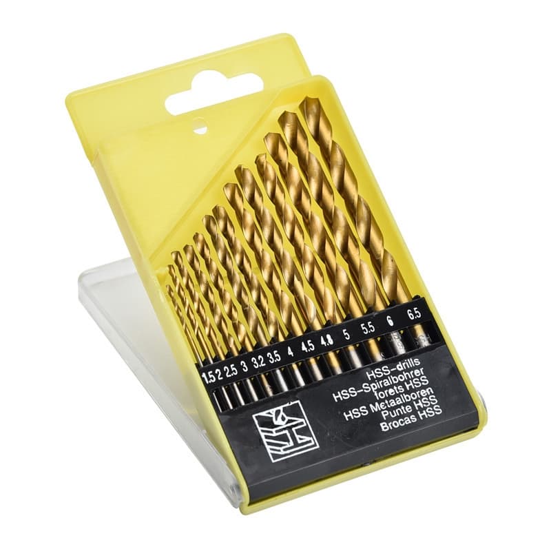 Alta Qualidade 13 Peças Haste Redonda HSS Broca Revestida De Titânio 1.5-6.5mm Ferramentas De