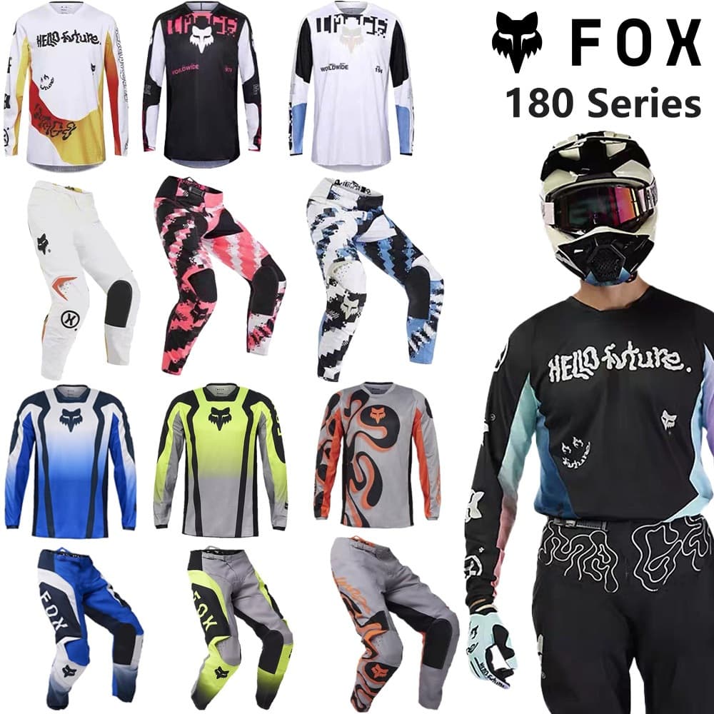 FOX 180 Series Motocross Gear Set Homens Off Road Dirt Bike Racing Jersey Calças MX Riding Suit Conjunto Completo