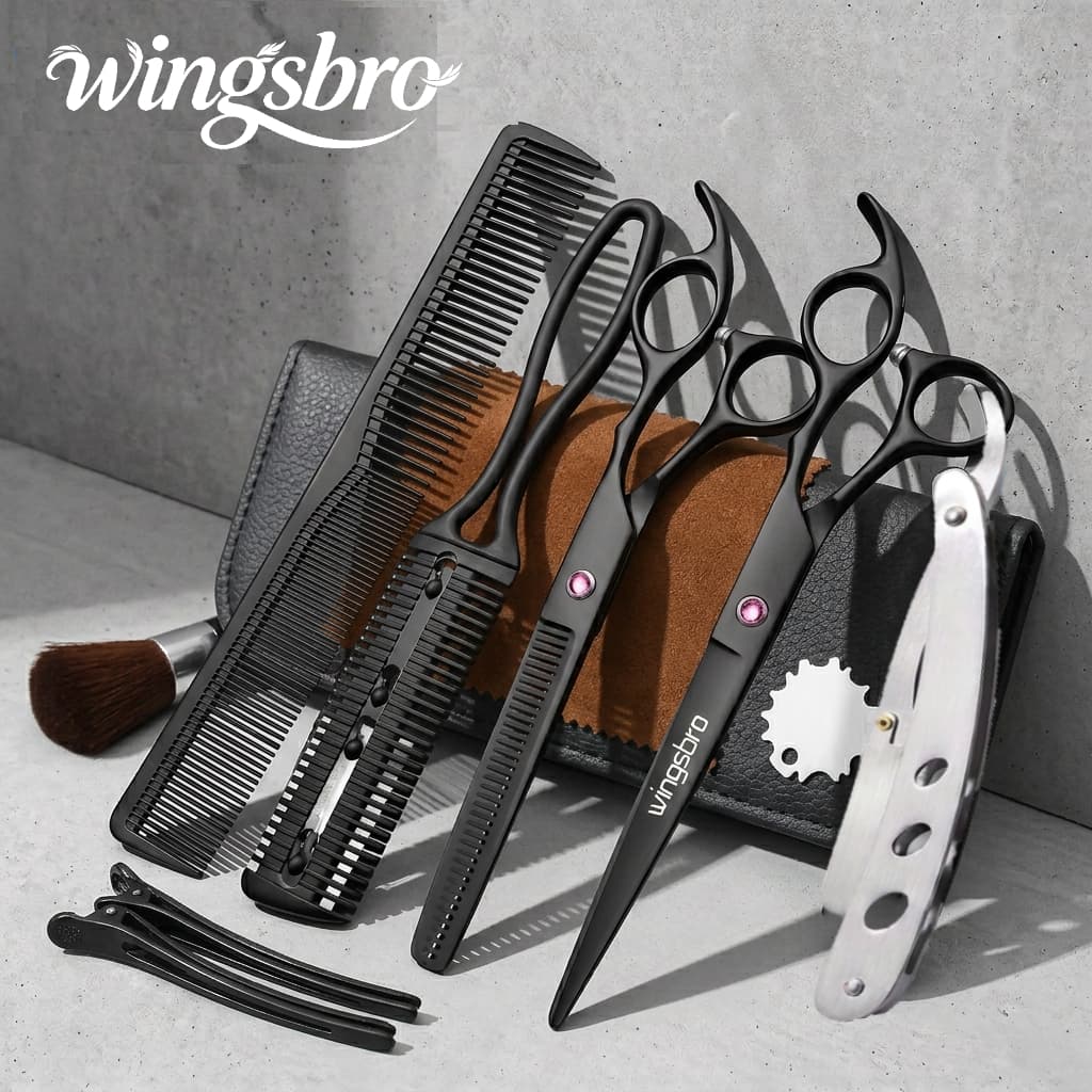 Tesoura De Cabelo Profissional 7/6 , Com kit De Navalha , Salão De Beleza , Corte , Barbeiro , Cabeleireiro