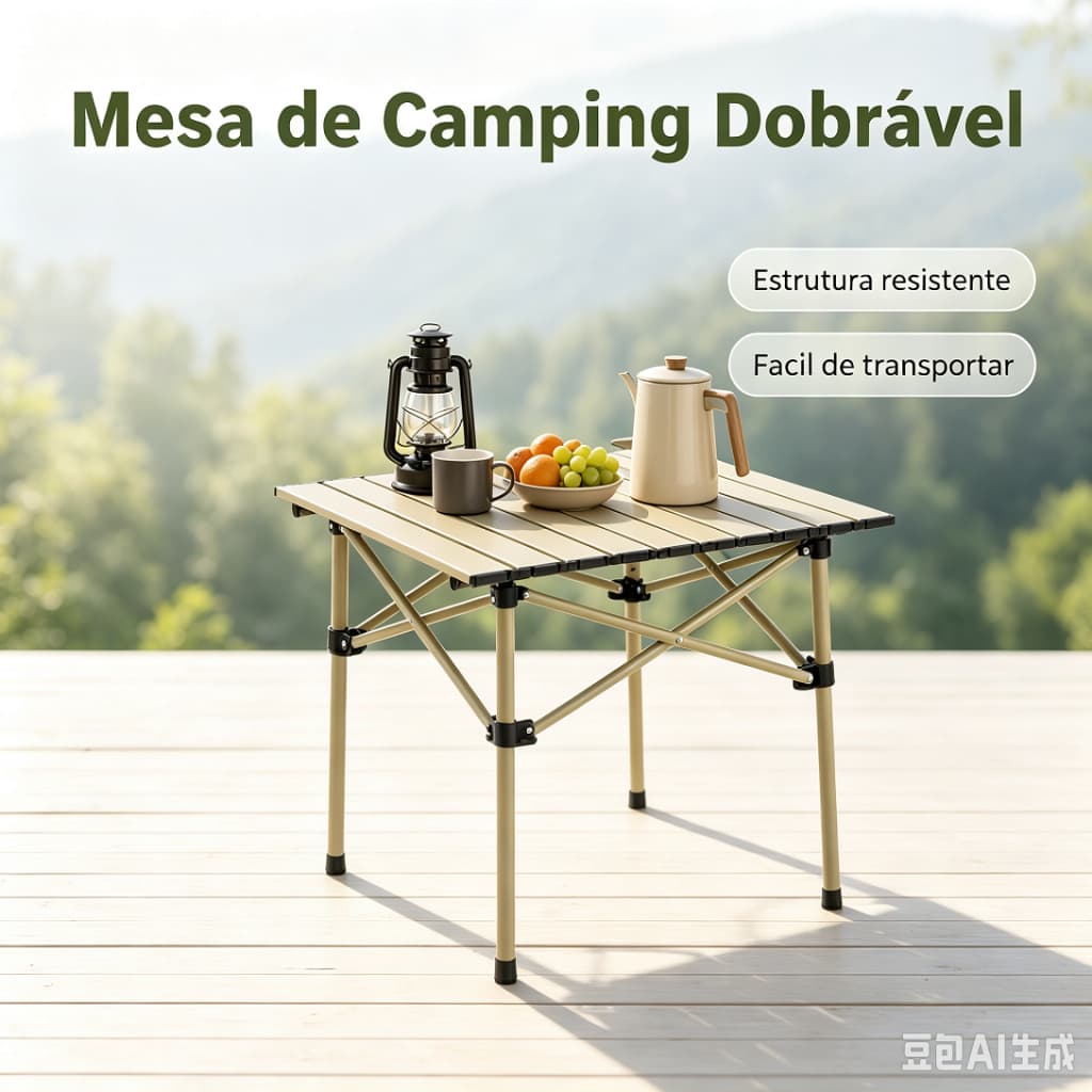 Mesa Portátil Quadrada Dobrável Resistente para Acampamento Passeios ao Ar Livre