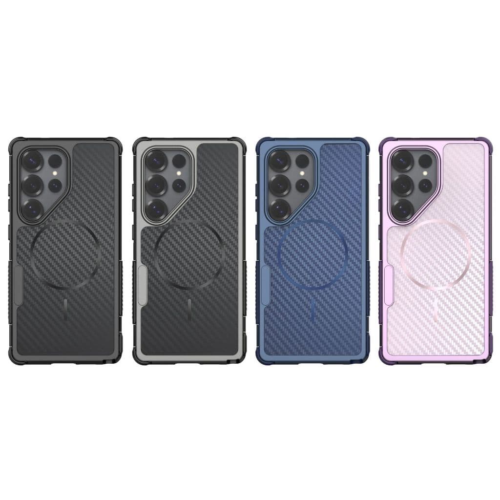 Armadura Pesada Magnética Caso De Telefone Para Samsung Galaxy S26 S25 S24 Ultra s26u Carregamento Sem Fio Textura Fibra