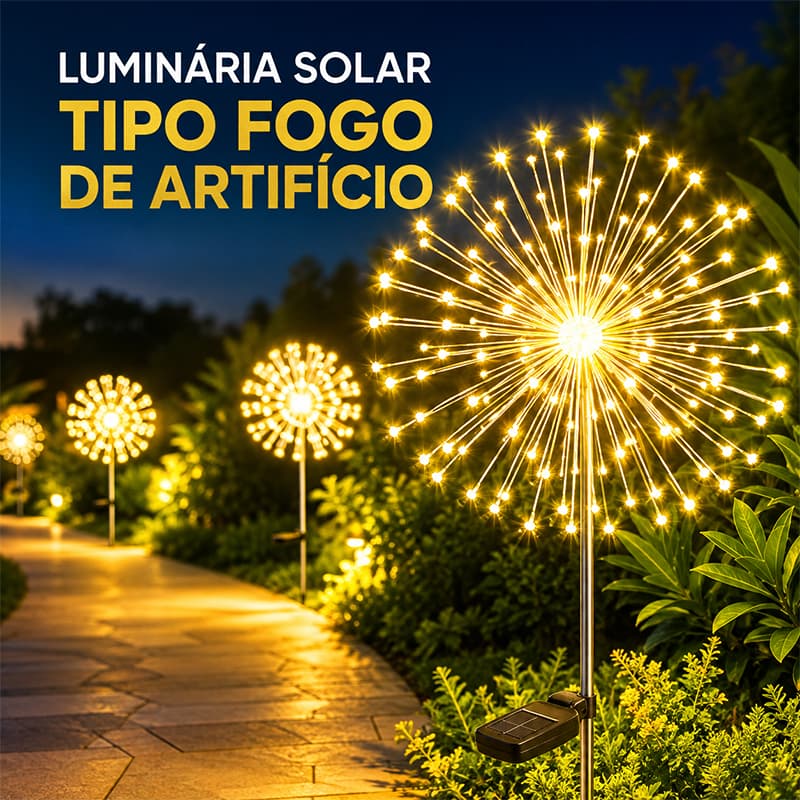 Luz solar fogos de artifício 150/200 LED, 8 modos à prova d'água para jardim e árvore de Natal
