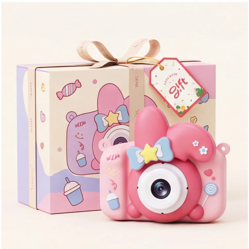 Mini câmera infantil recarregável com capa protetora HD, fotos de videogame e filmes, fotos de tiro Real