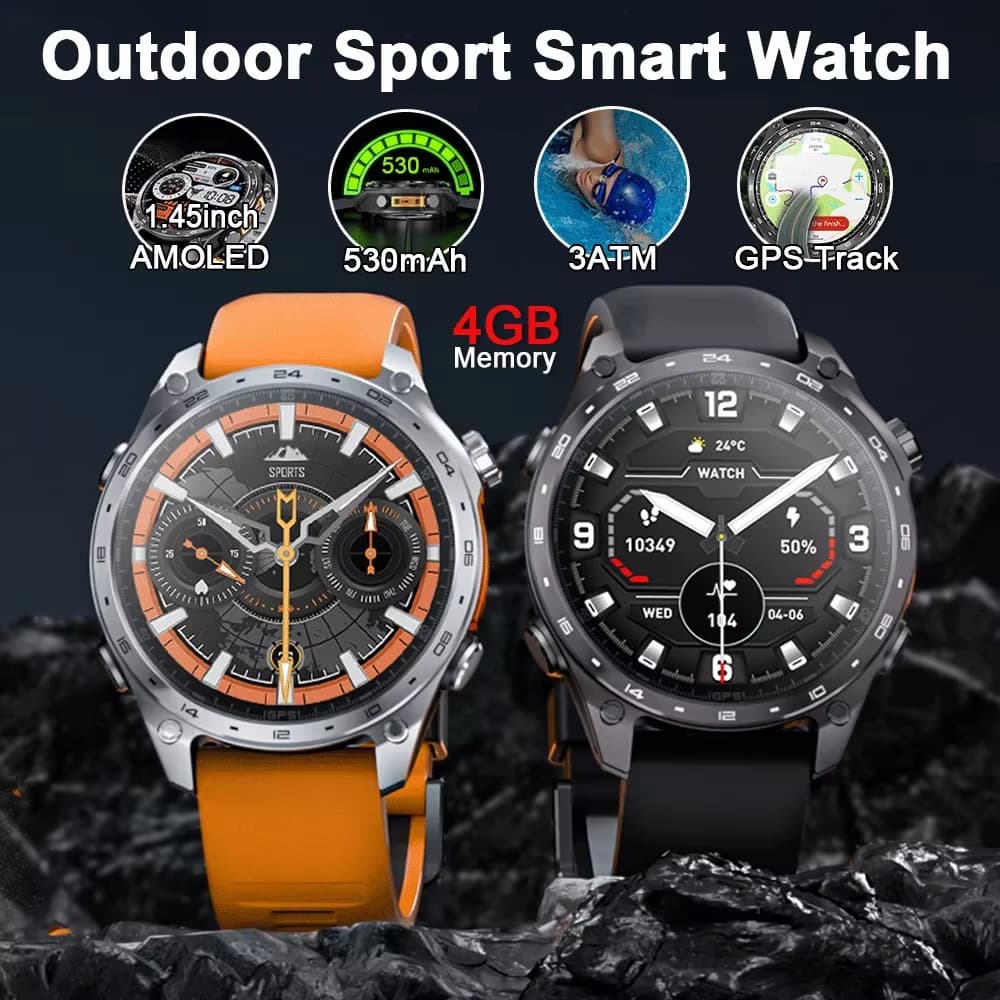 Molde HD300 Pro Masculino Smartwatch Relógio Inteligente GPS Pista Mapa Offline 4GB Gravador De Memória Lanterna Esporte