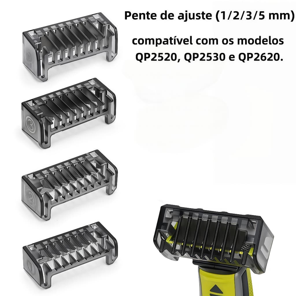 Acessórios para pente de corte de navalha (1/2/3/5 mm), adequados para modelos QP2520, QP2530, QP2620