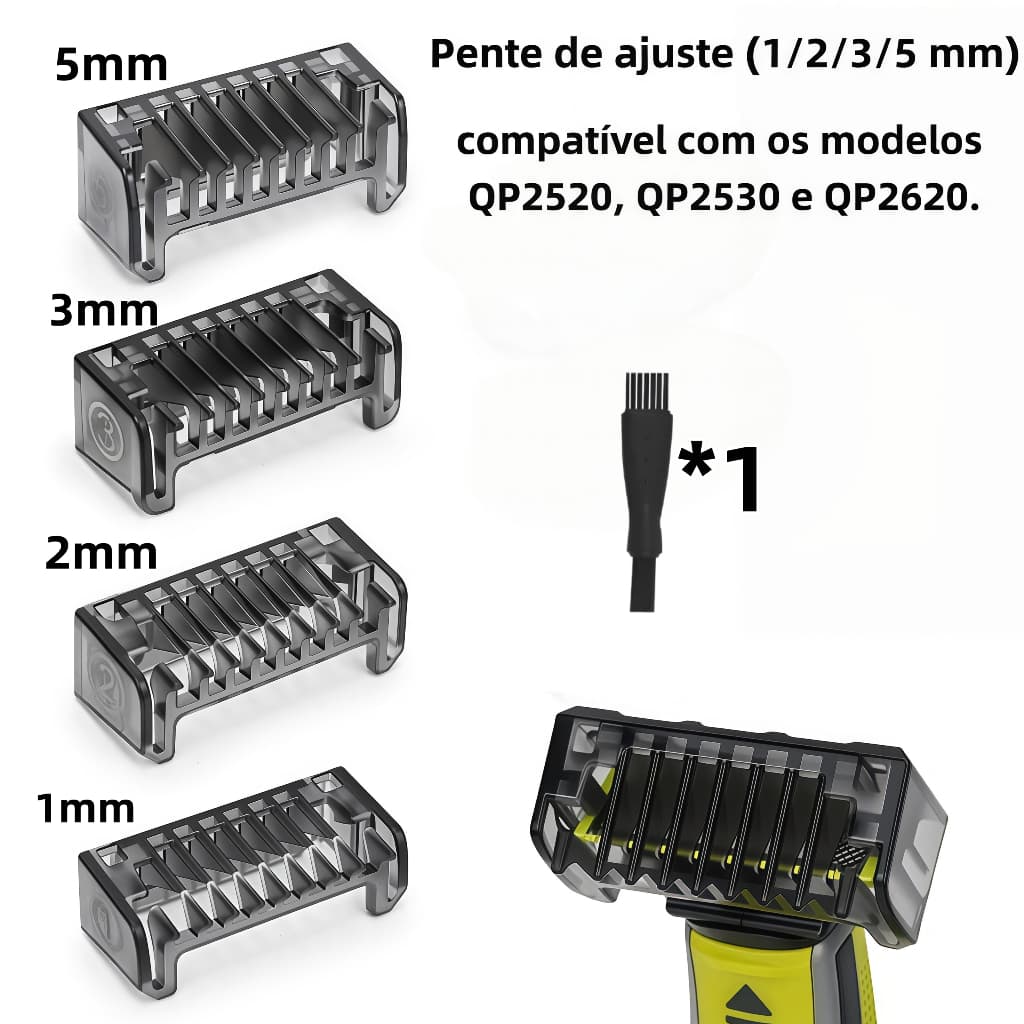 Acessórios para pente de corte de navalha (1/2/3/5 mm), adequados para modelos QP2520, QP2530, QP2620