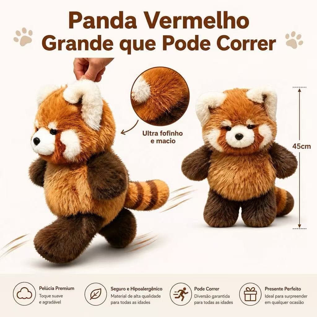 45cm Pelúcia Panda Vermelho Corredor Grande Extra Macia Antialérgica Presente Para Meninas