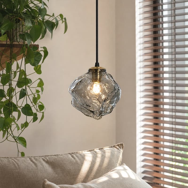 Luminaria Pendente De Vidro Formato Gelo Para Quarto Sala Jantar Luminaria Teto Cozinha Lampu Gantung