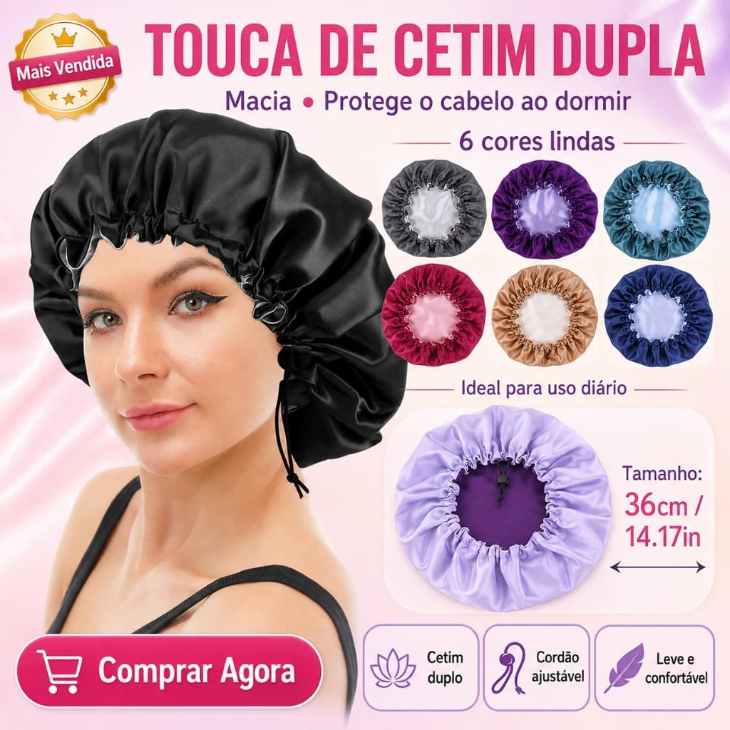Boné De Cabelo De Cetim Reversível , Camada Dupla , Macio E Confortável , Para Dormir