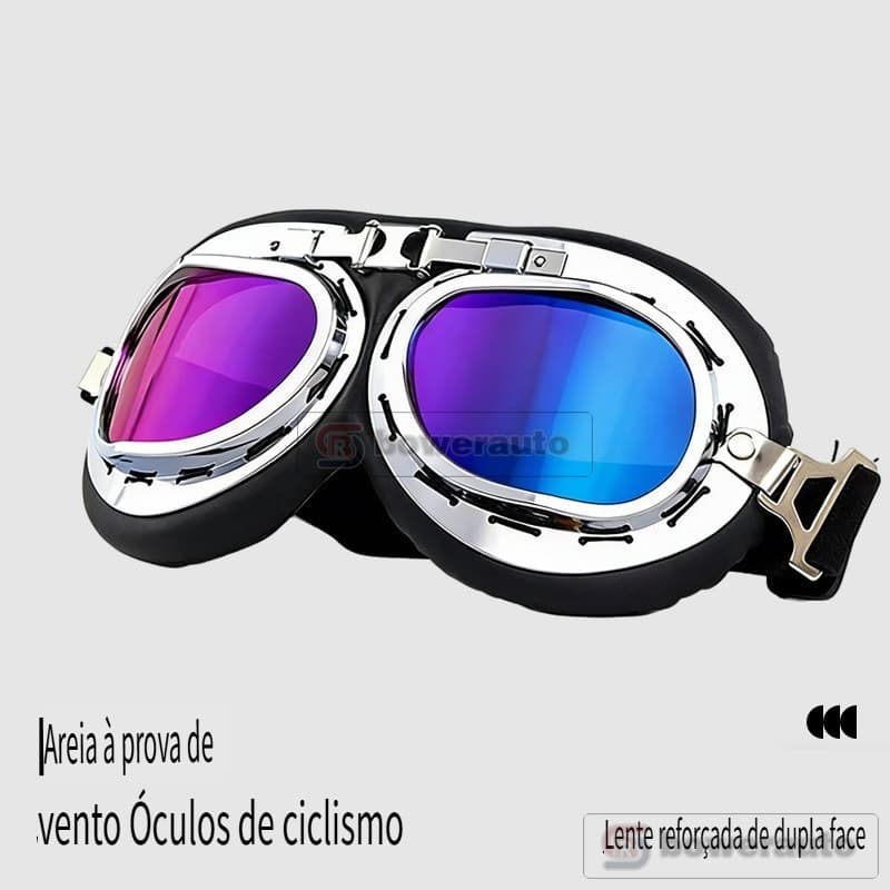 Óculos de Moto Vintage Corta-vento UV400 Proteção UV Anti-UV