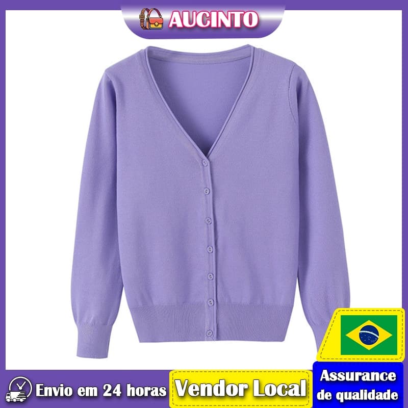 Aucinto malha algodão Cardigan Plus Size jaqueta feminina primavera outono solto mais magro olhar camisola xale feminino