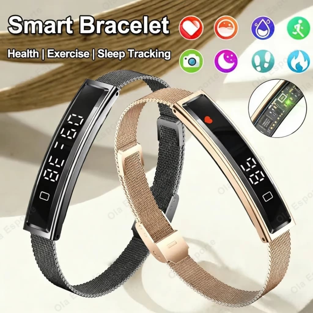 2026 Nova Moda Feminina Pulseira Inteligente Modo Esporte Rastreador De Fitness Monitoramento Freqüência Cardíaca IP68 À