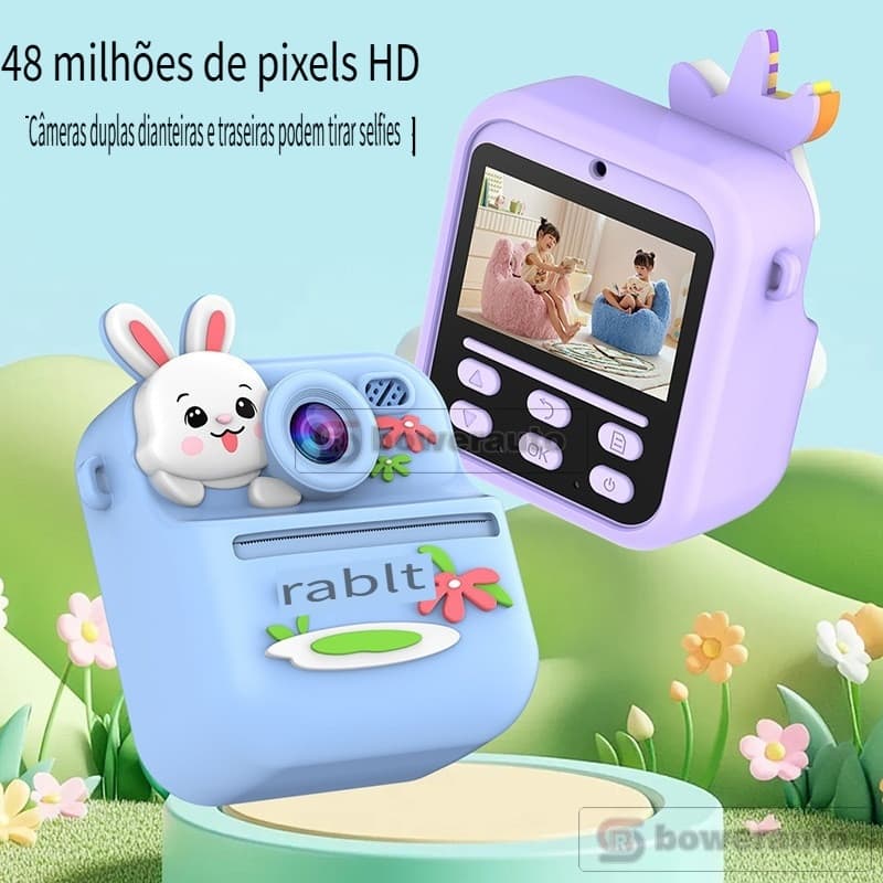 Câmera Infantil Instantânea com Impressão Lente Dupla Tela 2.4" Portátil S1