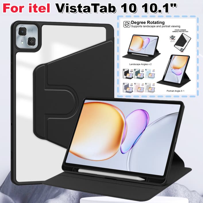 Para itel VistaTab 10 (Modelo P10004L) 10.1 " HD + , Tablet Vista Tab 10 Vista10 Smart 360 Rotativo Acrílico Dobrável Co