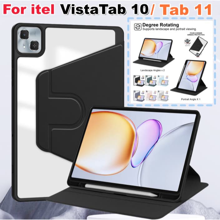 Capa Para Tablet iTel Vista Tab 10 11 Smart 360 Rotativa Acrílica Dobrável Couro Magnético Flip Tab10 Tab11 VistaTab Vis