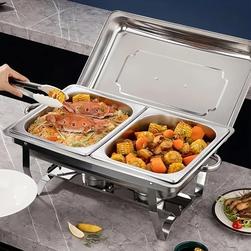 Rechaud Inox 9 Litros 1/3 Panelas Banho Maria 2/3 Cubas Buffet