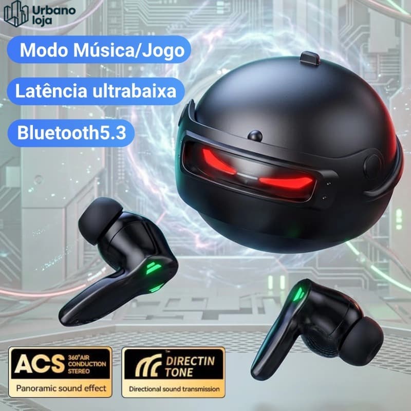 Fone de Ouvido Gamer Bluetooth Sem Fio com Cancelamento de Ruído Preto-UR