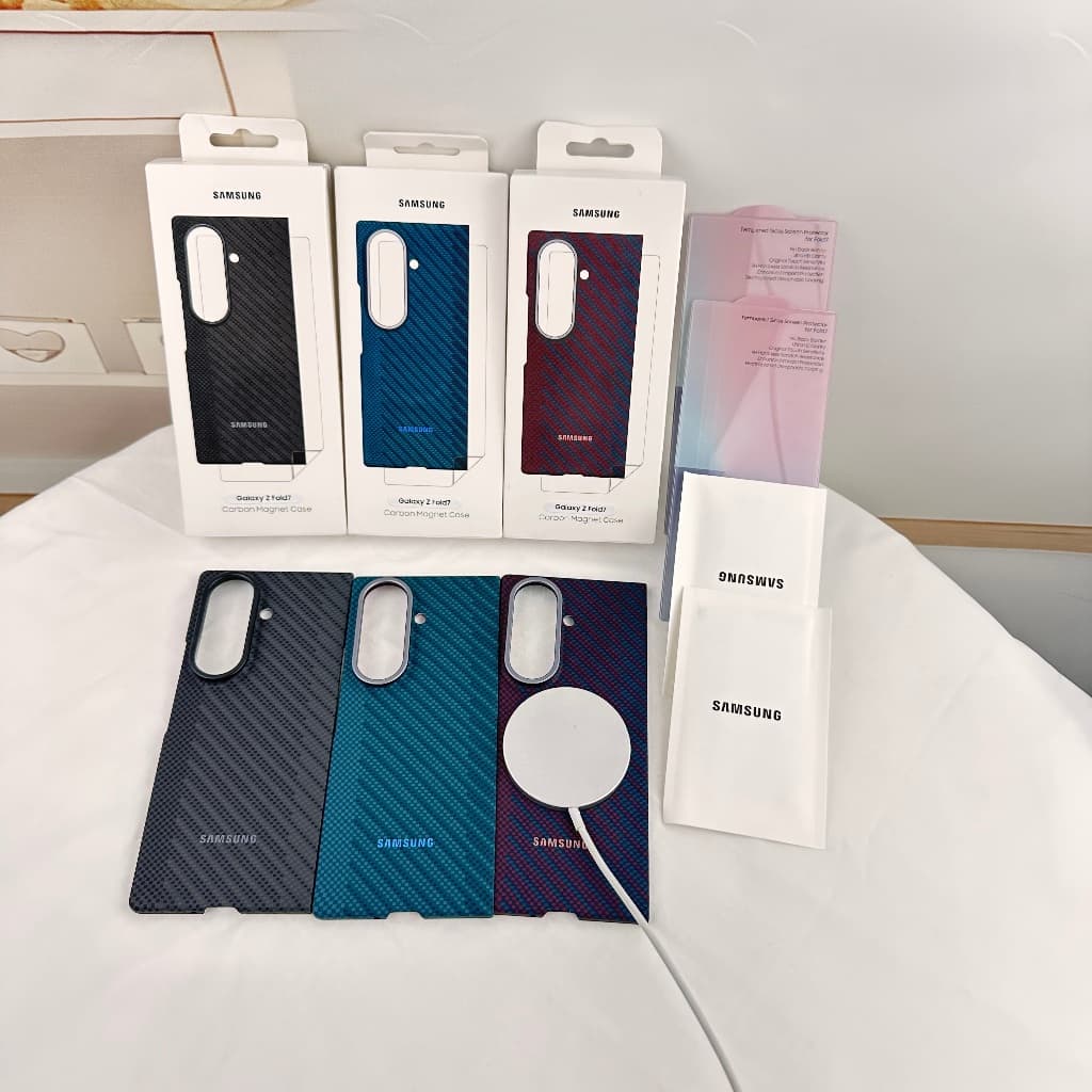 Fibra De Carbono Kevlar Cor Bloqueada Textura Magnética Caso Para Samsung Galaxy Z Fold7 Fold8Ultra Anti Gota Escudo Com