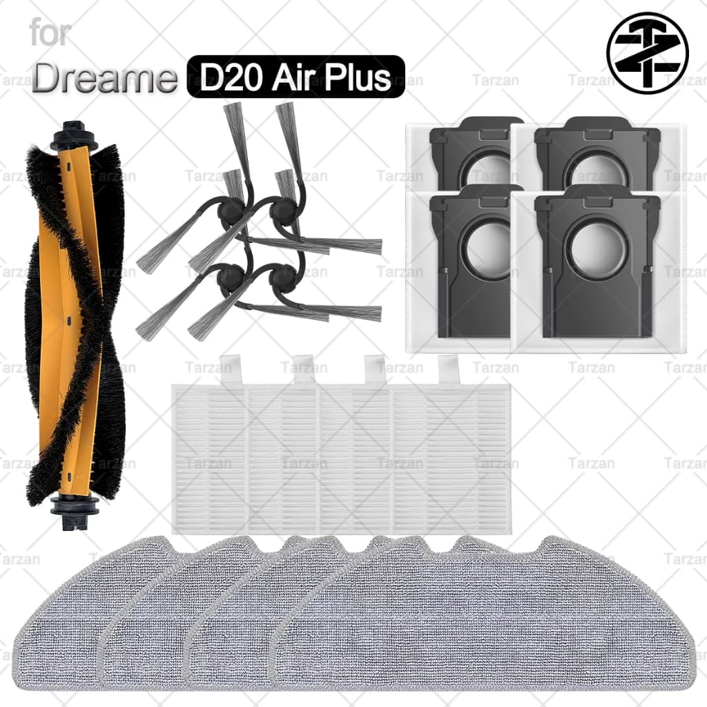 Acessórios De Vácuo Para Robô Dreame D20 Air Plus : Escova Principal , Lateral , Filtro HEPA , Pano De Esfregão , Saco D